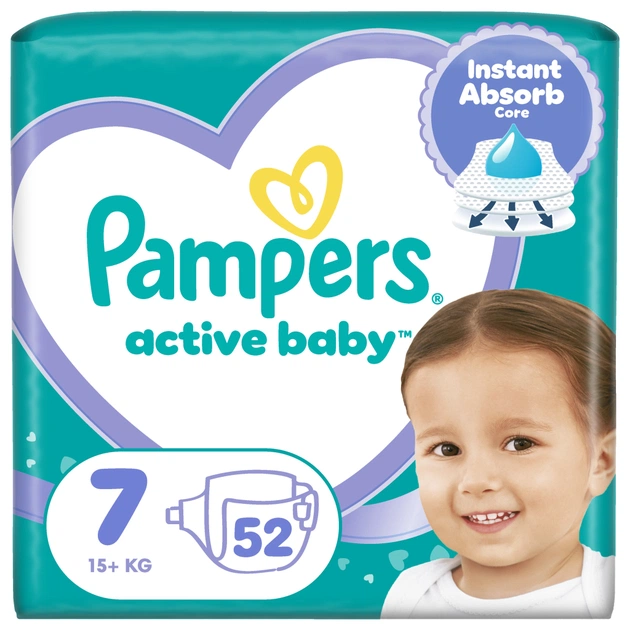 Підгузки Pampers Active Baby Розмір 7 (15+ кг) 52 шт (8006530230131) - зображення 1