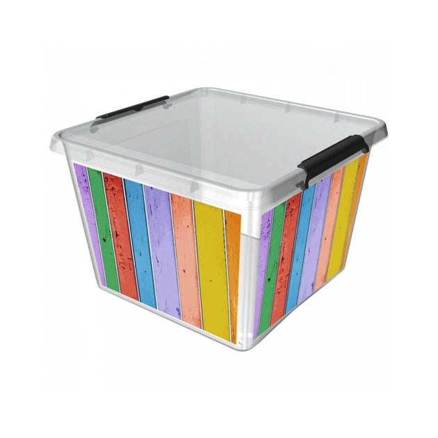 Контейнер для зберігання Orplast з кришкою Кольорова деревина з кліпсами 32 л (6190) - picture 1