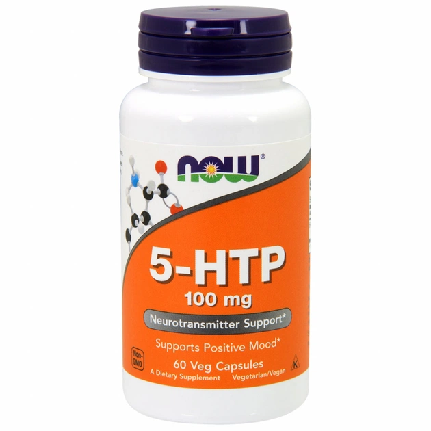 Амінокислота Now Foods 5-HTP (Гідроксітріптофан), 100мг, 60 вегетаріанських капсул (NOW-00105) - зображення 1