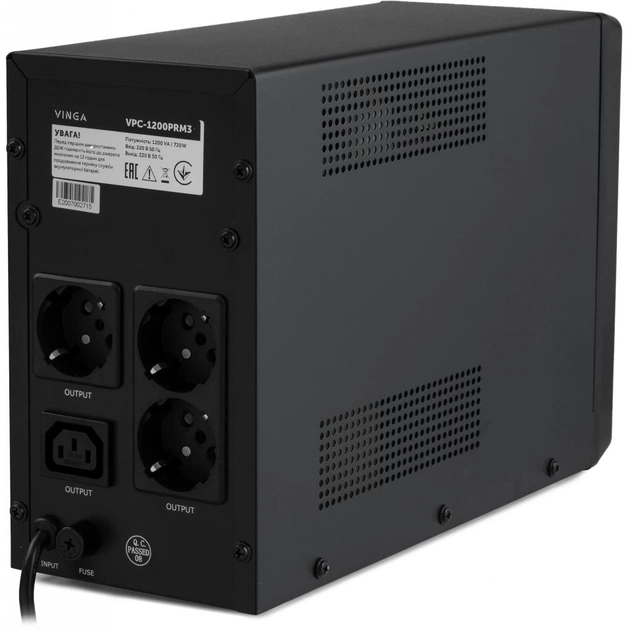 Источник бесперебойного питания Vinga LED 1200VA ( VPC-1200PRM3 ) (VPC-1200PRM3) - изображение 4