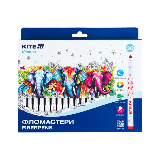 Фломастери Kite Creative Superwashable 36 кольорів (K-1154) - picture 1