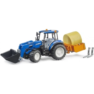 Масштабна модель автомобіля Bruder Трактор New Holland T5.121 з переднім навантажувачем та аксесуарами (02187) зображення 1