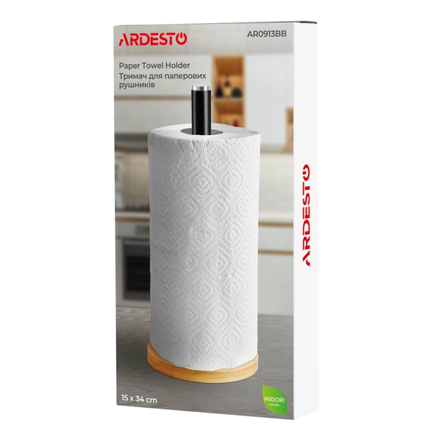 Тримач паперових рушників Ardesto Midori 15х34см, метал, бамбук, чорний (AR0913BB) - picture 7