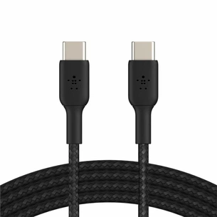 Дата кабель USB-С - USB-С BRAIDED, 1m, black Belkin (CAB004BT1MBK) зображення 1