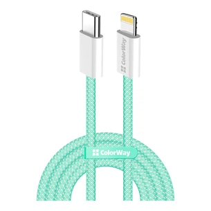 Дата кабель USB-C to Lightning 1.0m 27W green ColorWay (CW-CBPDCL061-G) picture 1