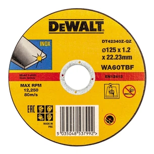 Круг відрізний DeWALT INOX, нержавіюча сталь/листовий метал, 125х1.2х22.23 мм (DT42340Z) зображення 1