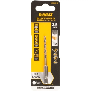 Свердло DeWALT по металу EXTREME IMPACT Black&Gold, HSS-G, 3,5 х 76 х 28,5 мм, 1 шт. (DT20603) зображення 1