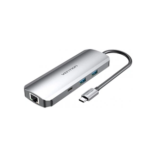 Концентратор VENTION USB3.1 Type-C --> HDMI/USB 3.0x2/RJ45/USB-C/SD/TF/TRRS 3.5mm (TOMHB) зображення 1