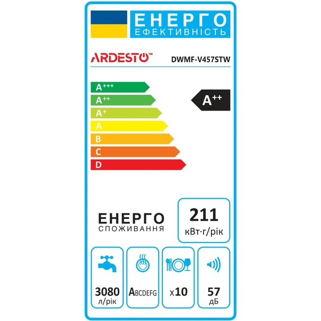 Посудомийна машина Ardesto DWMF-V457STW - picture 9