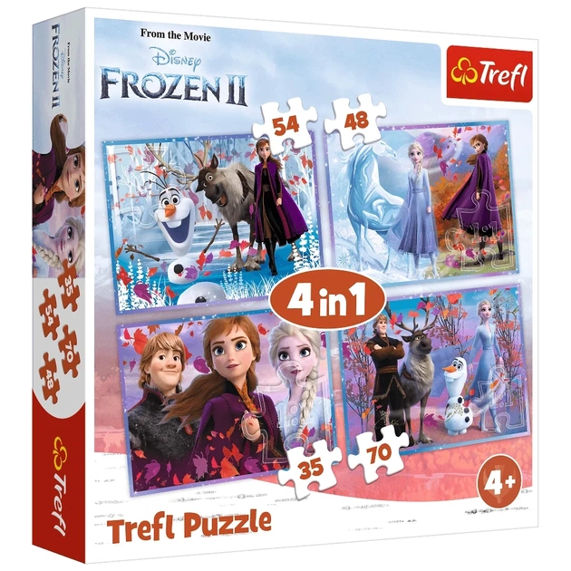 Пазл Trefl Frozen Подорож у невідоме 4 in 1 (35, 48, 54, 70) елемента (5900511343236) - зображення 1