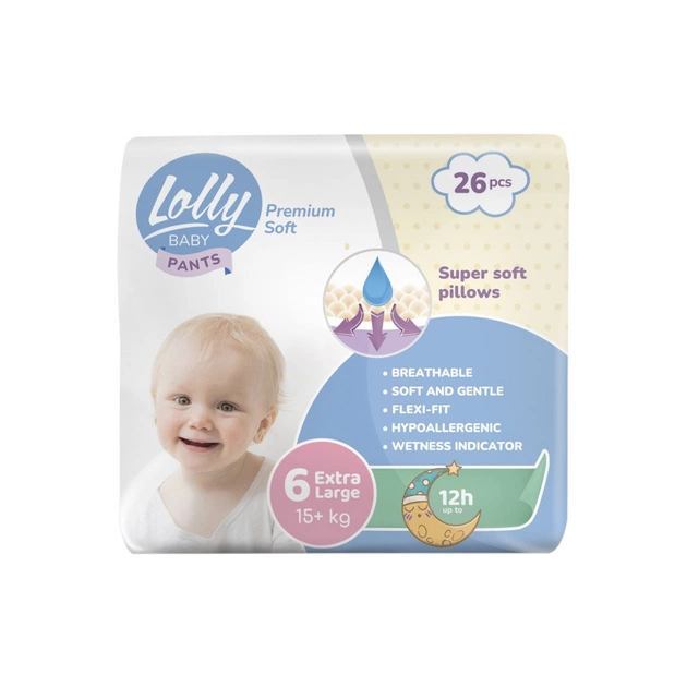 Підгузки Lolly Premium Soft Extra Large 6 (15+ кг) 26 шт (4820174981013) - зображення 1