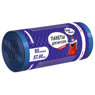 Пакети для сміття Ваш бюджет З затяжками 60 л 15 шт. (4820012348978) зображення 1