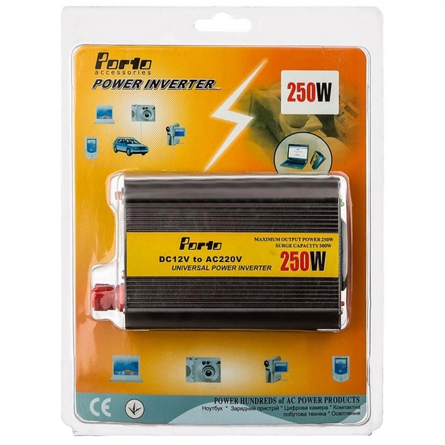 Автомобільний інвертор Porto 12V/220V 250W, USB (MND-250) - зображення 6