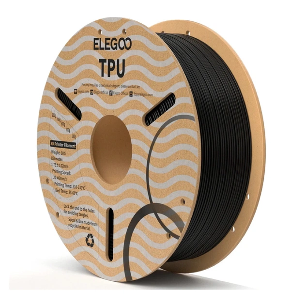 Пластик для 3D-принтера ELEGOO TPU 1.75мм, 1кг, black (50.203.0567) - зображення 1