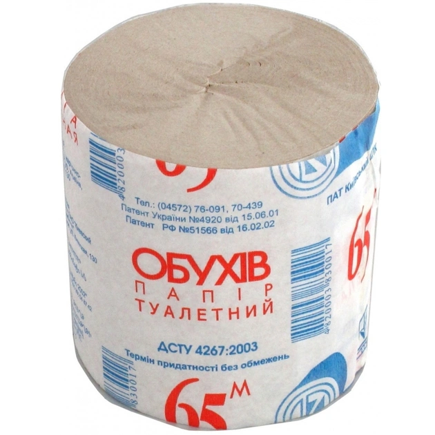 Туалетний папір Обухів 65 м 1 шт (тп.об65с) - зображення 1