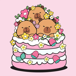 Картина по номерам Santi Капібари та тістечко 25х25см (955478) изображение 1