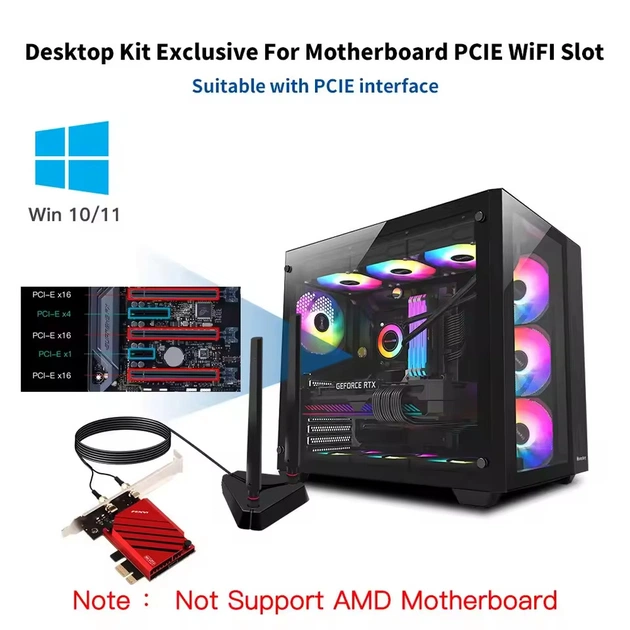 Бездротовий адаптер Fenvi FV-BE8800Pro Wi-Fi 7, Bluetooth 5.4 Gaming Tri Band 2.4G/5G/6GHz - picture 8