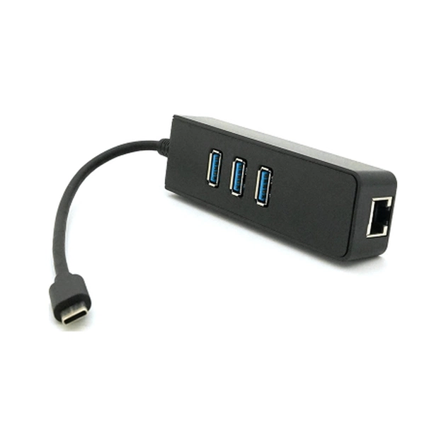 Концентратор Voltronic USB-C to 3xUSB 3.0 + RJ45 1000Mbps black (YT-TCA3H3+Et-W) - изображение 1