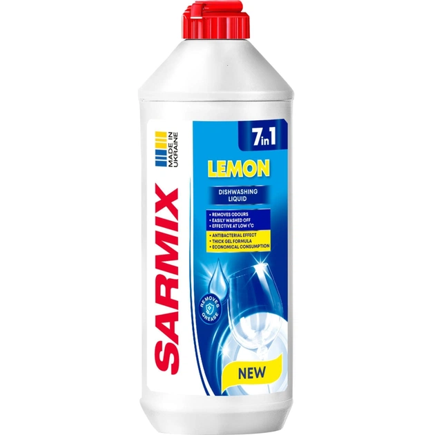 Засіб для ручного миття посуду Sarmix Lemon 450 мл (4820268103758) - зображення 1
