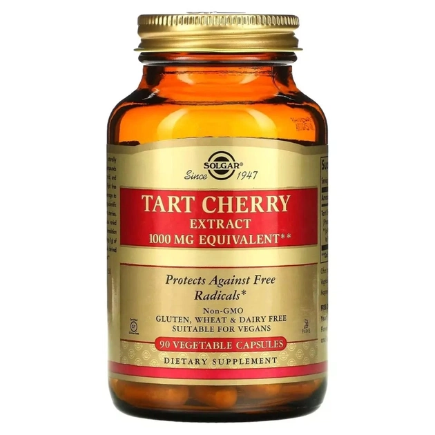Вітамін Solgar Екстракт терпкої вишні, 1000 мг, Tart Cherry Extract, 90 вегетаріан (SOL-31549) - зображення 3