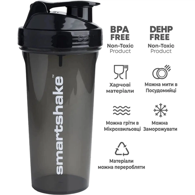 Шейкер спортивний SmartShake Lite 1000ml Glossy-Black (10611202) - picture 4