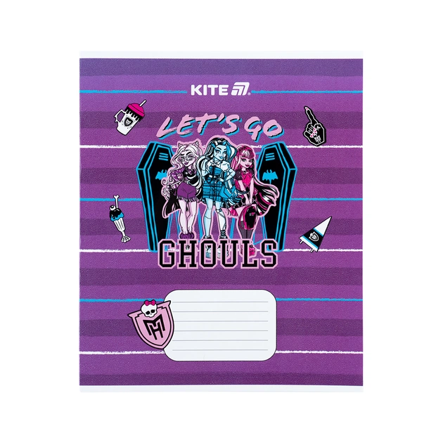 Зошит Kite Monster High, 12 аркушів, коса лінія (MH25-235) - picture 4
