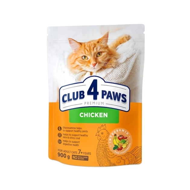 Сухой корм для кошек Club 4 Paws Премиум Adult Cats 7+ с курицей 900 г (4820269144989) - изображение 1
