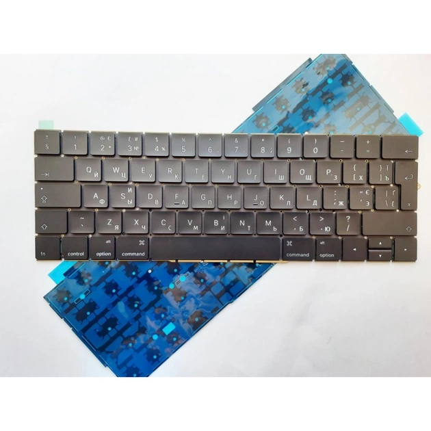 Клавіатура ноутбука Apple Macbook Pro 13.3" A1706, 15" A1707 чорна з підсвіткою UA/RU (A46120) - изображение 1