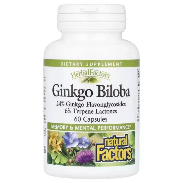 Вітамінно-мінеральний комплекс Natural Factors Гінкго Білоба, Ginkgo Biloba, 60 капсул (NFS-04532) - зображення 1