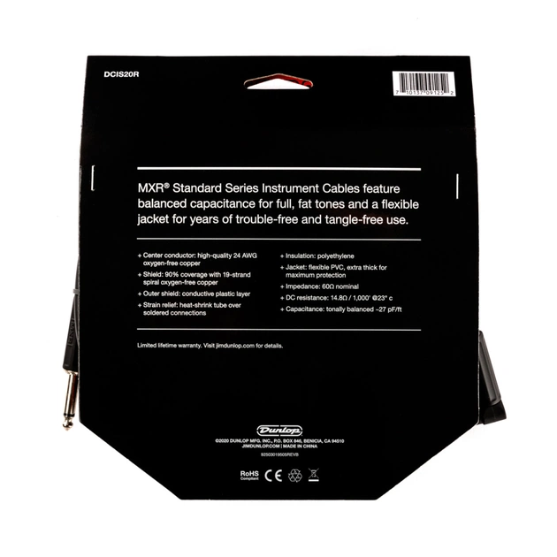 Інструментальний кабель MXR Standard Instrument Cable Straight/Right 6m (DCIS20R) - picture 5