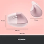 Мишка Logitech Lift Vertical Ergonomic Wireless/Bluetooth Rose (910-006478) - зменшене зображення 9