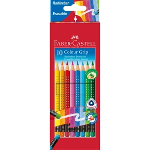 Олівці кольорові Faber-Castell Grip, акварельні/ 10 кольорів в картонній коробці (116613) (28944) зображення 1