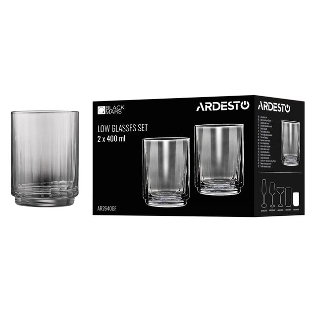 Набір склянок Ardesto Black Mars Alcor 400 мл, 2шт, скло, сірий (AR2640GF) - picture 3