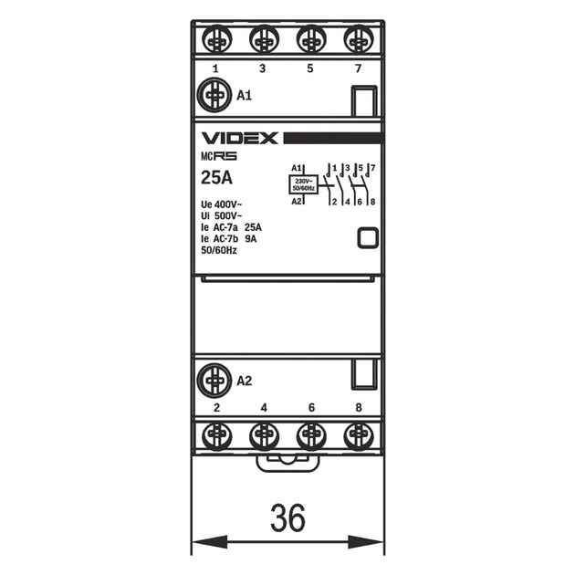 Контактор Videx 4п 25А 4НВ VF-RS-MC4O-25 RESIST - picture 5