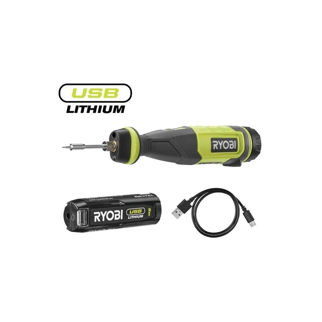 Паяльник електричний Ryobi RSI4-120G акумуляторний, USB, Lithium 4V 2Ah, 460°С, підсвічування (5133006146) - picture 2