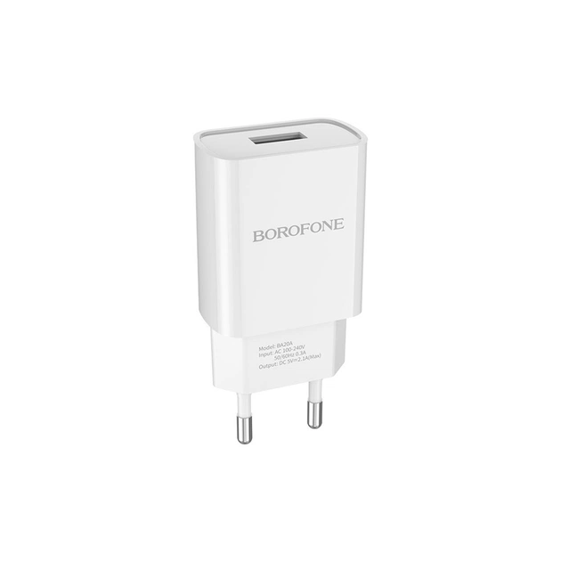 Зарядний пристрій BOROFONE BA20A Sharp charger White (BA20AW) - зображення 1