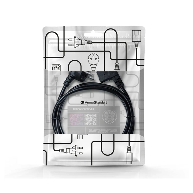 Кабель живлення C13 1.8m 90° corner black Armorstandart (ARM73124) - picture 3