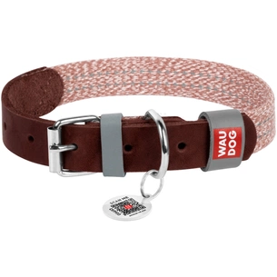 Нашийник для тварин WAUDOG Classic зі шкіри та відновленої бавовни M 20 мм х 30-39 см коричневий (58926) зображення 1