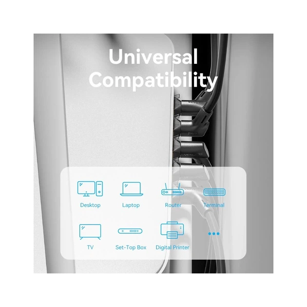 Патч-корд 1м STP cat 8 RJ-45 90° corner black Vention (IKLBF) - picture 9