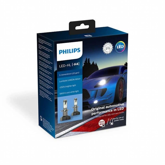 Автолампа Philips H4 X-treme Ultinon LED +250%, 2 шт/компл., Gen 2 (11342XUWX2) - изображение 1
