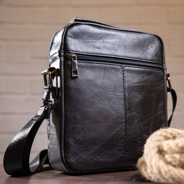 Сумка Vintage Зі щільної шкіри Чорна (14995) - зображення 7