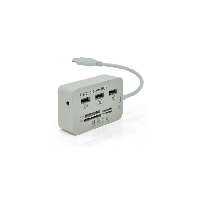 Концентратор Voltronic USB-C 3xUSB 3.0 + Card Reader 0.2m white (YT-TCA3H3+CR-W) - изображение 1