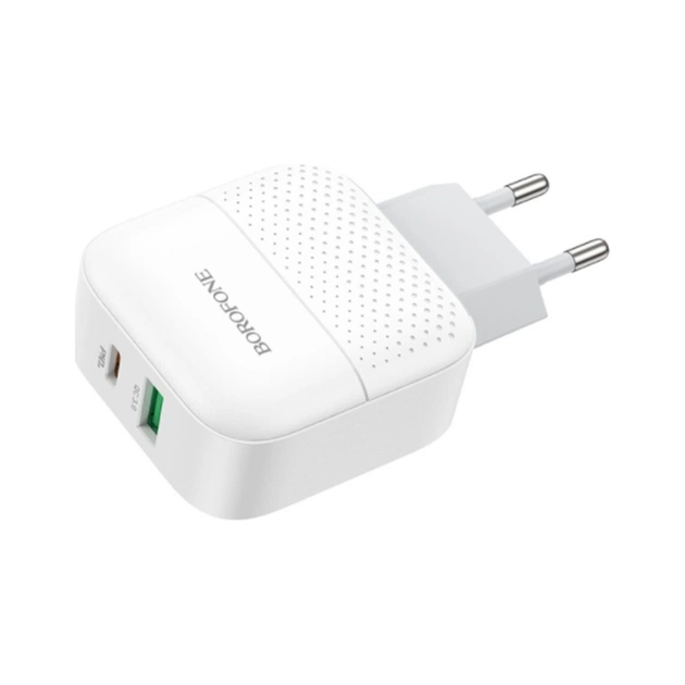 Зарядное устройство BOROFONE BA46A USB-C PD + USB QC3.0 18W white (6931474727343) - изображение 1
