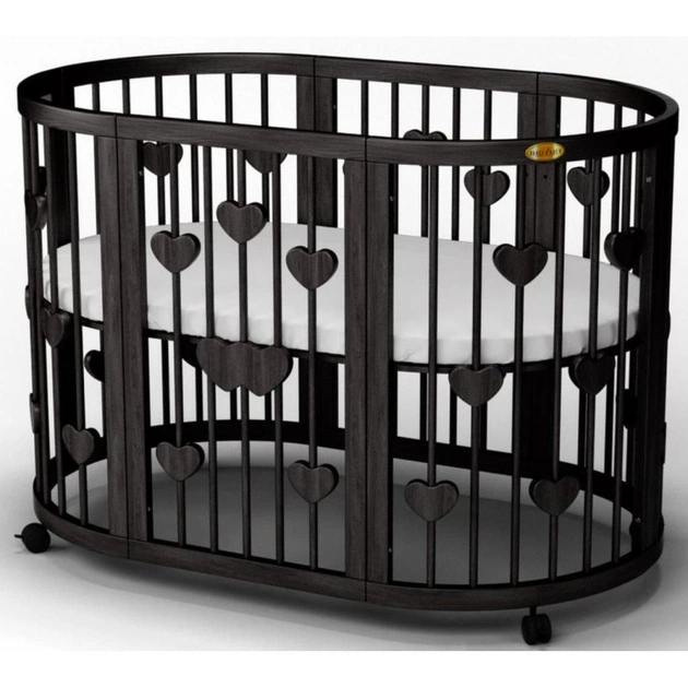 Ліжечко Ingvart SMART BED OVAL з сердечками, венге (2341401) - зображення 1
