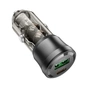 Зарядное устройство BOROFONE 1xUSB-C PD + 1xUSB 38W car adapter transparent black (6941991106965) - уменьшенное изображение 2