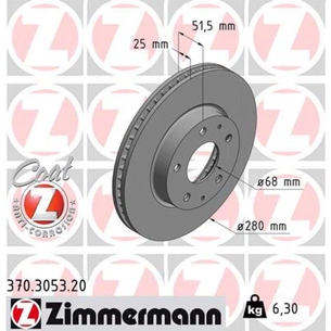 Гальмівний диск ZIMMERMANN 370.3053.20 зображення 1