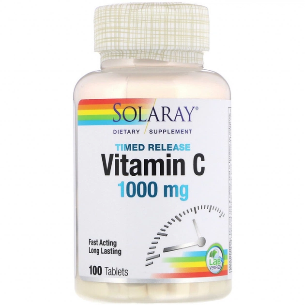 Витамин Solaray Витамин С Двухфазного Высвобождения, Vitamin C, 1000 мг, 10 (SOR-04453) - изображение 1