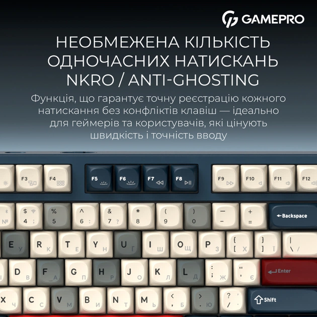 Клавіатура GamePro Asgard Ragnar Wireless/Bluetooth/USB UA Blue (MK285BL) - picture 11