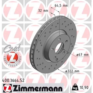 Гальмівний диск ZIMMERMANN 400.3664.52 зображення 1