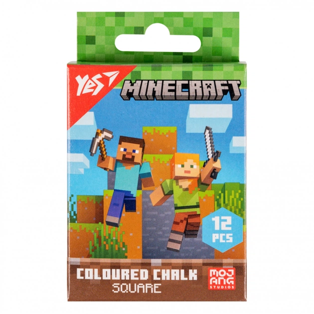 Крейда Yes кольорова квадратна 12 шт 6 кол Minecraft (400483) - зображення 1